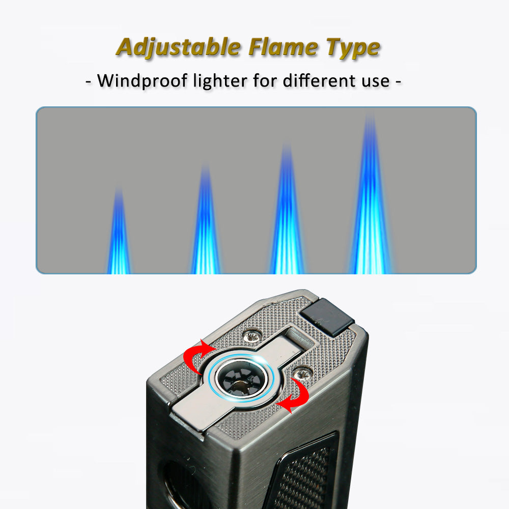 HONEST Torch Lighters Quadruple 4 Jet Flame Metal Refillable Butane Lighter Gadgets for Men Gift Ideas