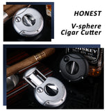 Load image into Gallery viewer, PROMISE Luxury V-Cut Cigar Cutter with Cigar Holder Gift for Cigar Lover (R- Silver)