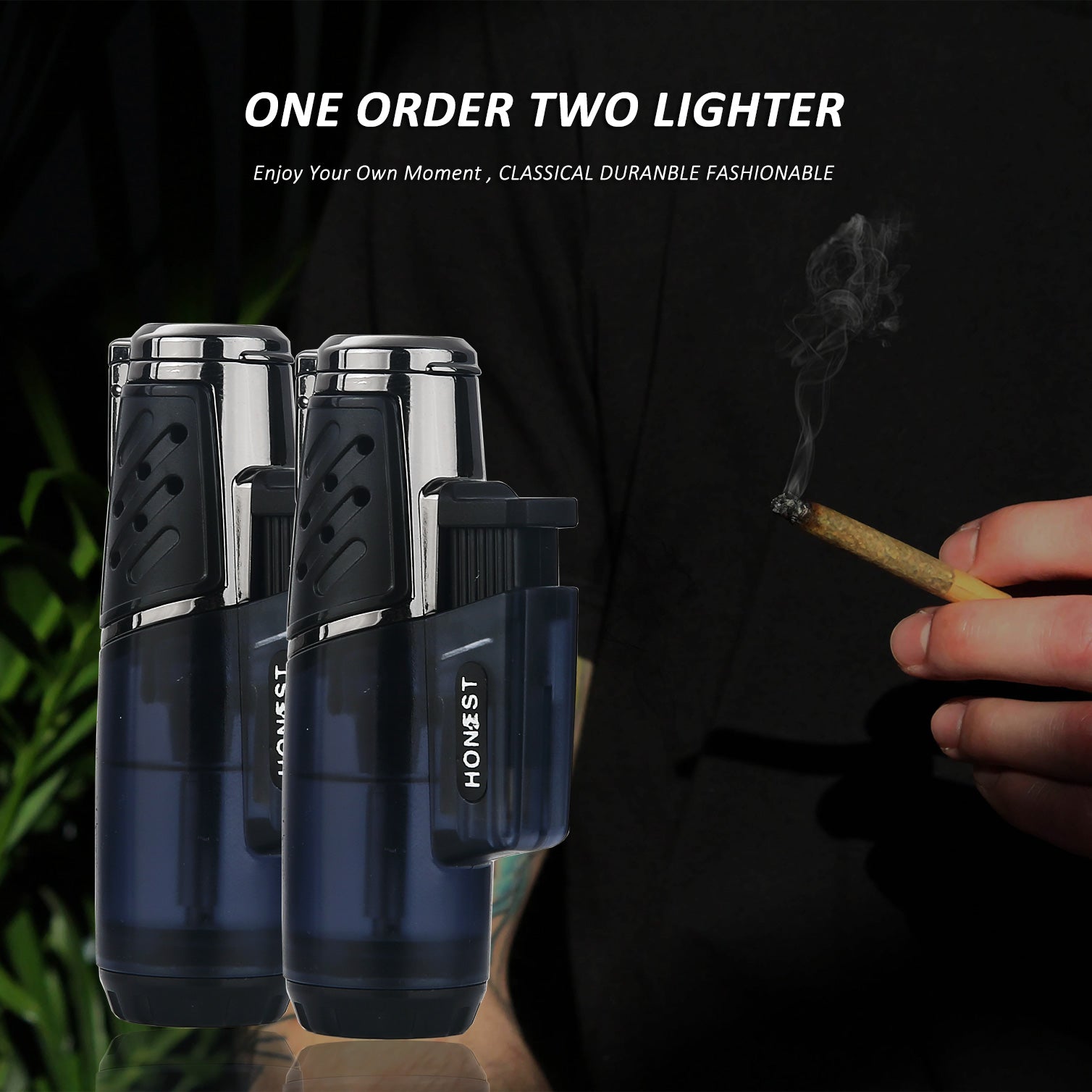 cigarette torch Cigar Lighter, 2-Jet, Large Fuel Window, Cigar Punch Keep your partially smoked cigarettes fresh and ready with the Cigarette Saver Torch Lighter Rikang Table Torch Lighter -