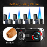 Load image into Gallery viewer, HONEST Four Jet Flame Lighter Torch Lighter Refillable Adjustable Windproof Butane Torch Lighter Gift Sets for Men fatherday Friend Dad Gifts