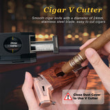 Load image into Gallery viewer, HONEST Torch Cigar Lighter with Windproof Jet Flame, Built-in V Cigar Cutter, Box for Christmas, Refillable Butane Torch Lighters, All-in-one Cool Lighters for Smoking, Cigars