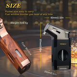 Load image into Gallery viewer, HONEST Torch Cigar Lighter with Windproof Jet Flame, Built-in V Cigar Cutter, Box for Christmas, Refillable Butane Torch Lighters, All-in-one Cool Lighters for Smoking, Cigars
