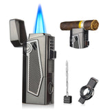 Load image into Gallery viewer, HONEST Torch Lighters Quadruple 4 Jet Flame Metal Refillable Butane Lighter Gadgets for Men Gift Ideas
