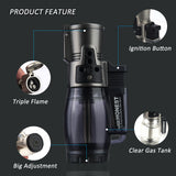 Load image into Gallery viewer, Jet Torch Lighter Windproof Gas Butane Refillable Torch Lighter with Clear Window(Single)