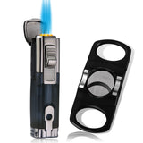Load image into Gallery viewer, Honest Cigar Lighter Torch Lighter Windproof Triple 3 Jet Flame Lighter Butane Refillable with Built in Cigar Punch Lighter and Cutter In Giftbox