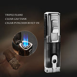 Load image into Gallery viewer, Windproof Triple 3 Jet Flame Cigar Lighter 2 Pack giftbox  shipped without gas